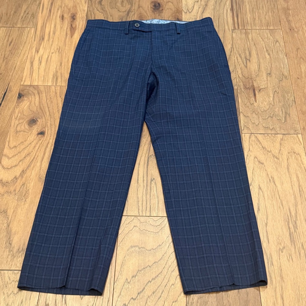 Lauren Ralph Lauren Mens Blue Windowpane Plaid Dress Pants 33W x 30L Slacks